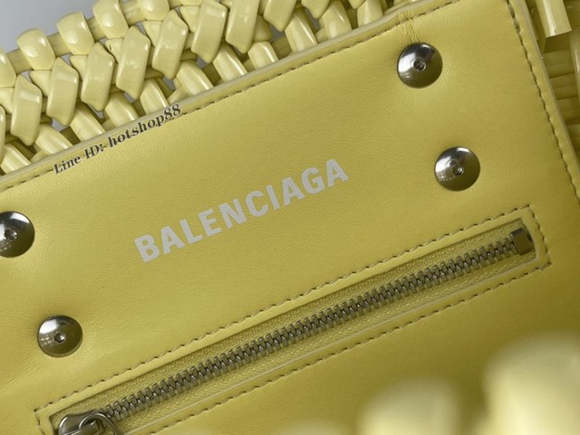 Balenciaga專櫃爆款漆面人造皮革編織敞口托特包 巴黎世家中號Bistro菜籃子包 款號：080807 fyj1272